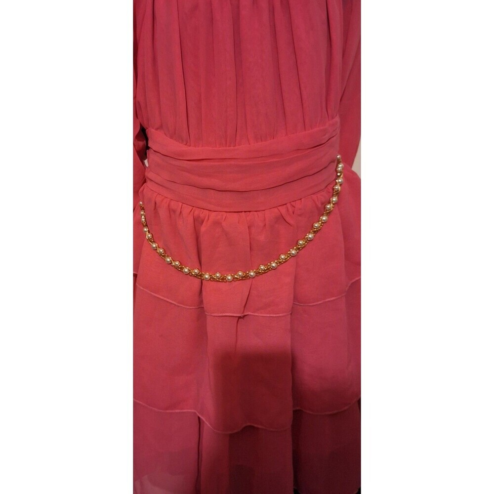 Gold Tone Faux Pearl Women's Belt 48"